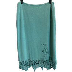 Vintage Bloomingdales Cottagecore Crochet Knit‎ Midi Skirt Size M Floral Granny